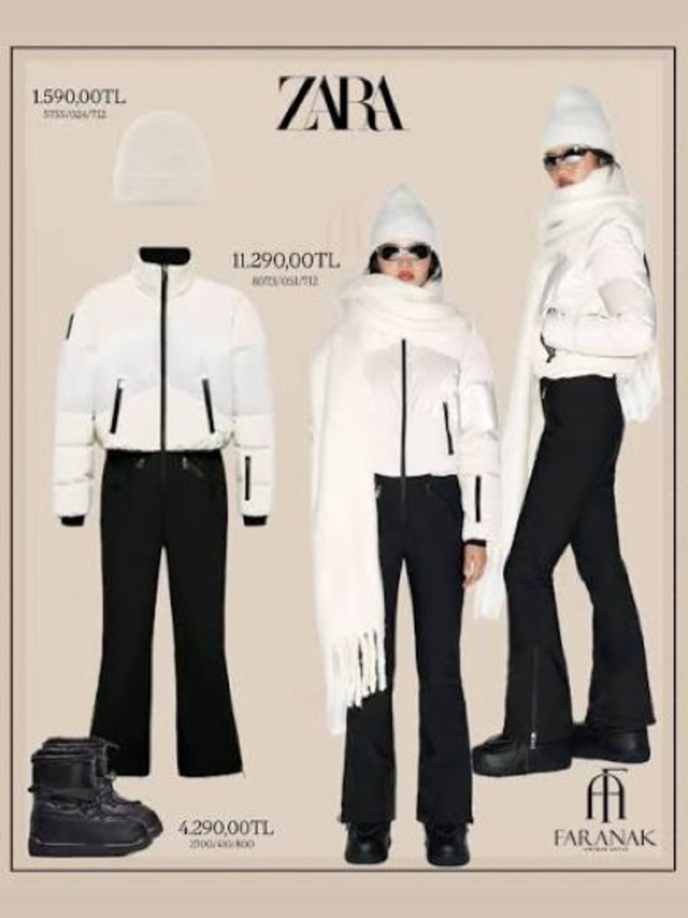 ZARA New Snow suit with Black Trim